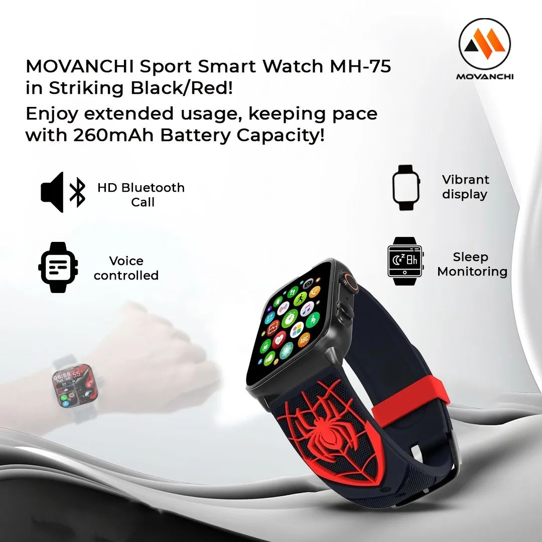 Elevate your fitness game with Movanchi Smartwatch MH-75 in striking black/red. Your perfect workout companion, seamlessly blending style and functionality. ⌚🏋️‍♂️
.
.
#MovanchiSmartwatch #SmartFitness #TechInMotion