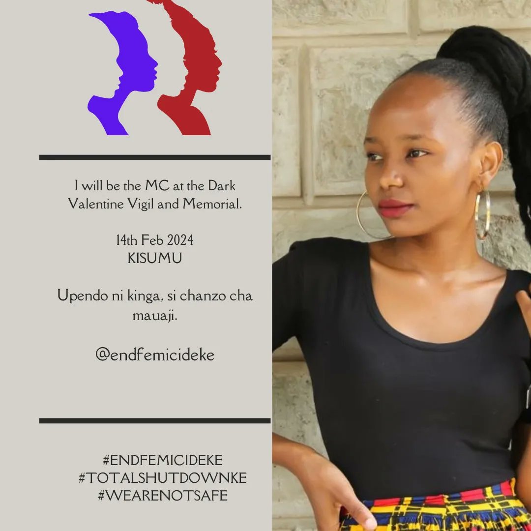 Endfemicideke's tweet photo. #DarkValentine - Kisumu County

Hey! The #DarkValentine vigil in honour of the victims of Femicide will be taking place this Wednesday from 4pm-7.30pm! 

For those who would like to attend, you are invited and appreciated- Venue will be shared soon!

@FelicityMudis https://t.co/PFOjonWijK