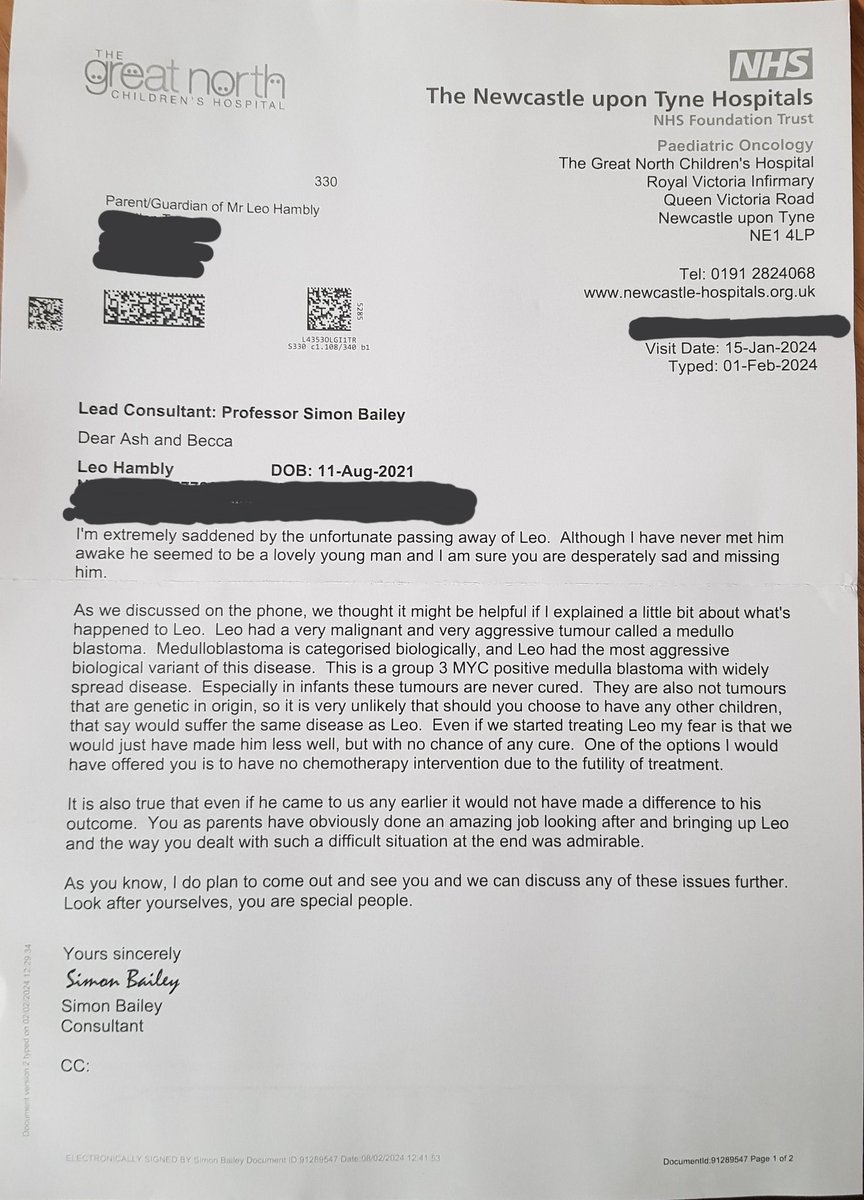 Today we received a letter from the professor giving us an update/writeup of what Leo had - wasnt ATRT, it was actually called a 'Medulloblastoma' and was of the Group 3 MYC positive with wide spread variant.

With this information we can carry on fighting for Leo to help others.