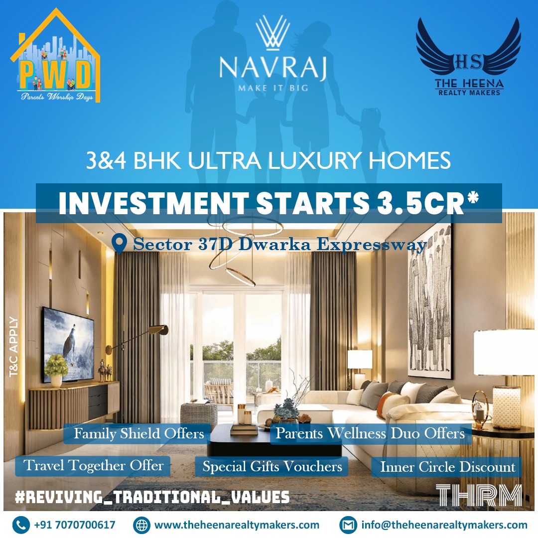 theheenarealty's tweet photo. 🏡 Elevate your lifestyle with #Navraj's grand venture. Presenting ultra-luxury 3&4 BHK homes at Sector 37 D, Dwarka Expressway. 🌆✨ Seize the opportunity to invest in opulence, starting at 3.5 crores!
📞 Dial 7070700617 to embark on your journey to luxury living. 🚀🏡 https://t.co/v1JaiqPUWG