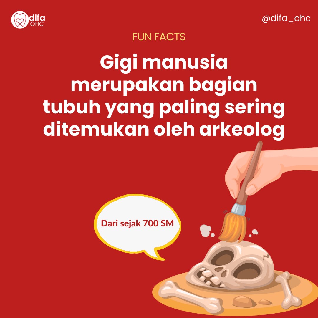 difa_OHC's tweet photo. Gigi manusia adalah salah satu bagian tubuh yang paling sering ditemukan oleh arkeolog. Bahkan, gigi palsu sudah ada sejak 700 SM! Zaman dahulu juga peduli tentang senyum! 😁🏛️ #FaktaArkeologi https://t.co/y1Bg2Zg9OJ