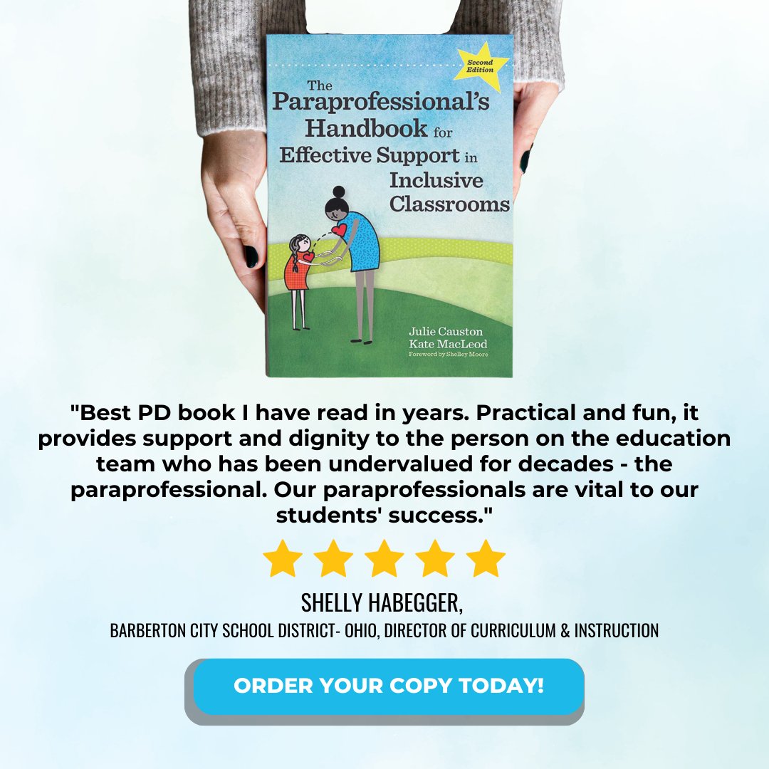 "Best PD book I have read in years!" Discover the practical and empowering resource that supports and dignifies paraprofessionals in inclusive classrooms. Get a copy of "The Paraprofessional's Handbook for Effective Support in Inclusive Classrooms" today: i.mtr.cool/gakyiyxwvt