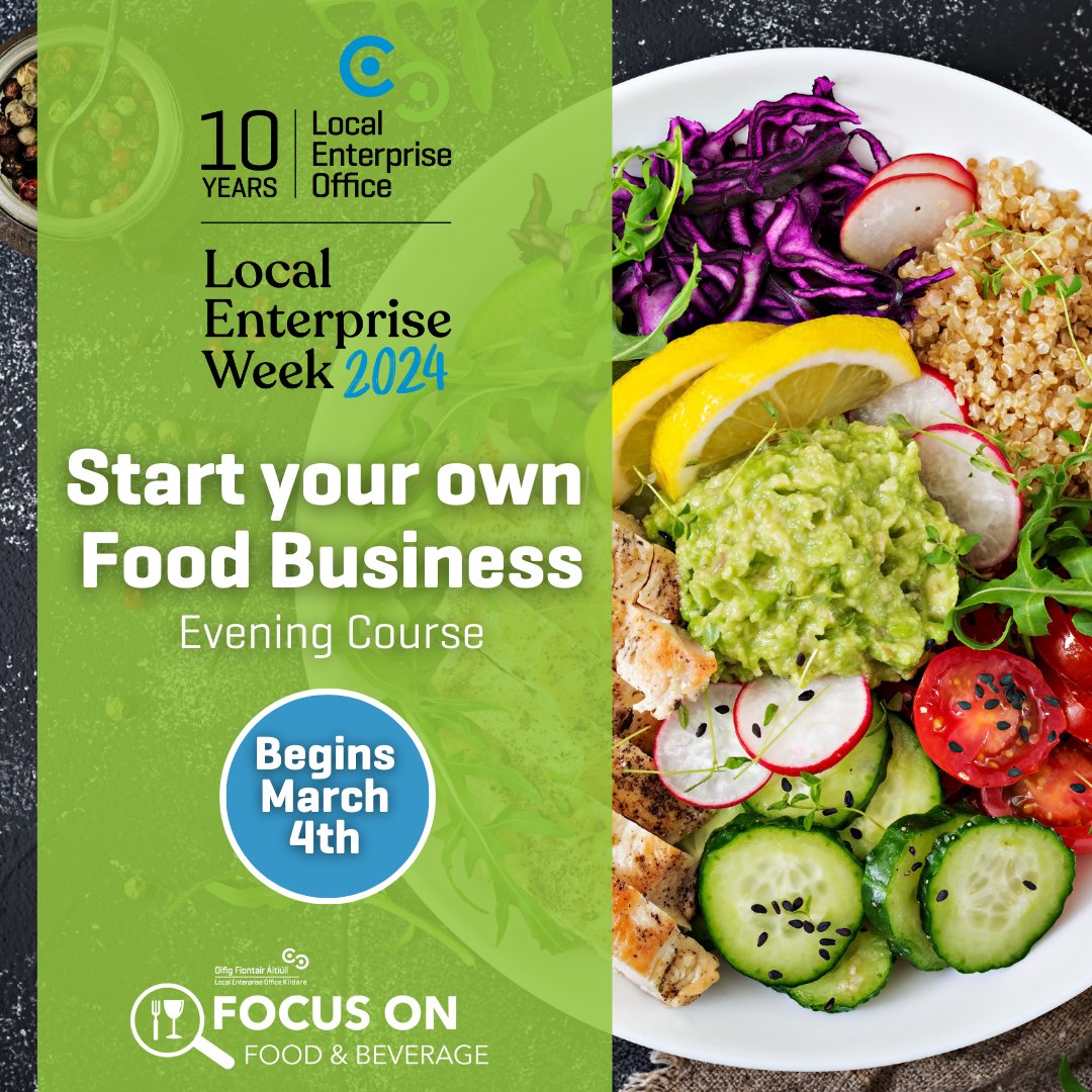 LEO_Kildare's tweet photo. Start Your Own Food Business Programme

The course will provide you with a base knowledge of what is involved in setting up a food business. 

The content is designed to provide you with information which will allow you to avoid the pit falls normally associated with this journey https://t.co/nl4kmj1hPR