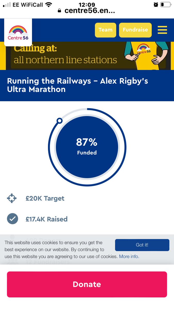 <a href="/centre_56/">Centre 56</a> <a href="/merseyrail/">Merseyrail</a> Alex is going to smash his £20k target for #RunTheRailways 🎉🎉🎉 he has still got another 4 hours left to complete his challenge! Please donate and let’s raise even more money for this amazing charity centre56.enthuse.com/cf/running-the…