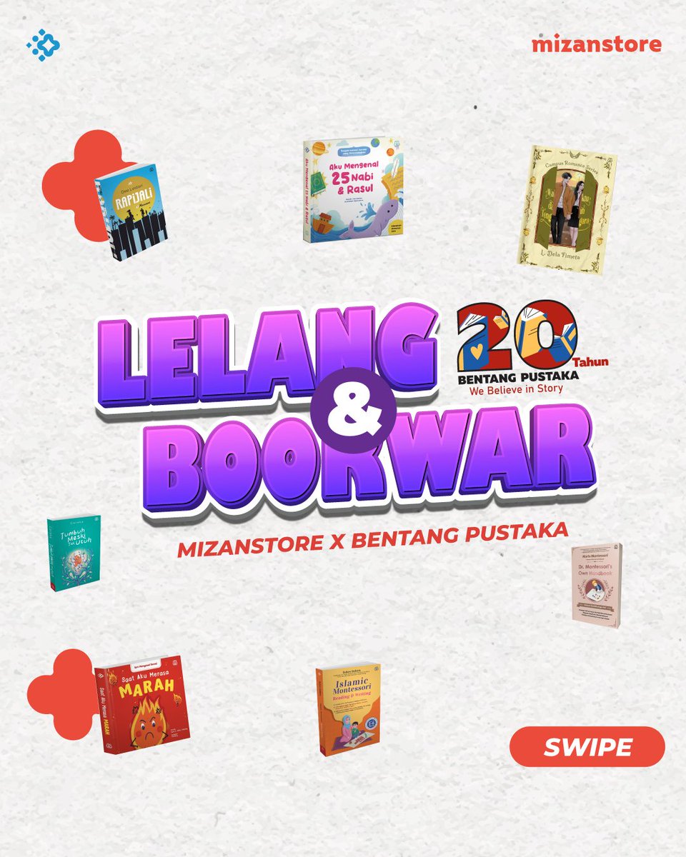 mizanstore's tweet photo. Bookwar &amp; Lelang Buku Spesial Ulang Tahun Bentang Ke-20🔥
📍 Shopee : Bentang Official Shop

Catat jamnya, jangan sampai ketinggalan ~
#Mizanstore
#BentangPustaka
#LelangBuku
#Bookwar https://t.co/sWBftkeT5s