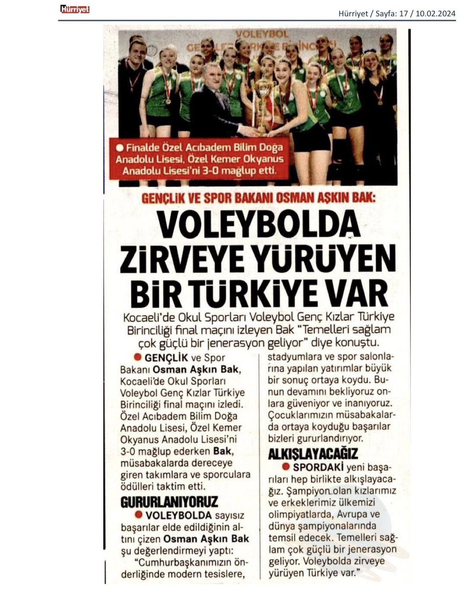 Voleybolda Zirveye Yürüyen Bir Türkiye Var <a href="/OA_BAK/">Dr. Osman Aşkın Bak</a> <a href="/Hurriyet/">Hürriyet.com.tr</a>