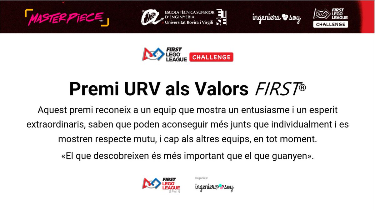 FLLTgn_Reus's tweet photo. Moltes felicitats a Baltipower de @elsBaltis pel 1r Premi @universitatURV als Valors FIRST, entrega la Sra. Iolanda Cortajada, Vicerectora de Política Acadèmica i Qualitat de la URV #FLLReus24 @FLL_Spain @etseURV @reus_cat @TGNAjuntament @Dipta_cat @ApplusIDIADA @FundacioReddis https://t.co/VqY8v4sOyE