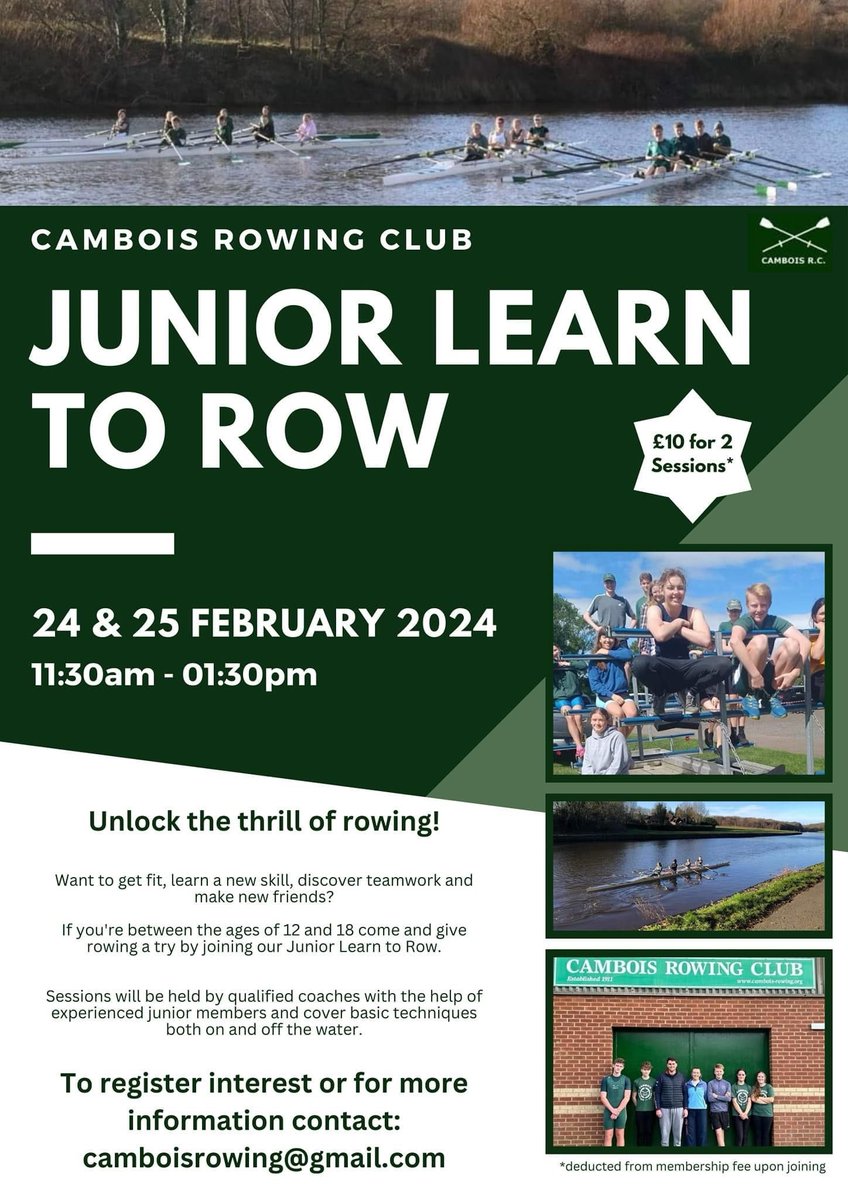 Cambois Rowing Club (@camboisrc) on Twitter photo We are holding a junior Learn to Row on 24th and 25th February. For more info contact camboisrowing@gmail.com We are holding a junior Learn to Row on 24th and 25th February. For more info contact camboisrowing@gmail.com