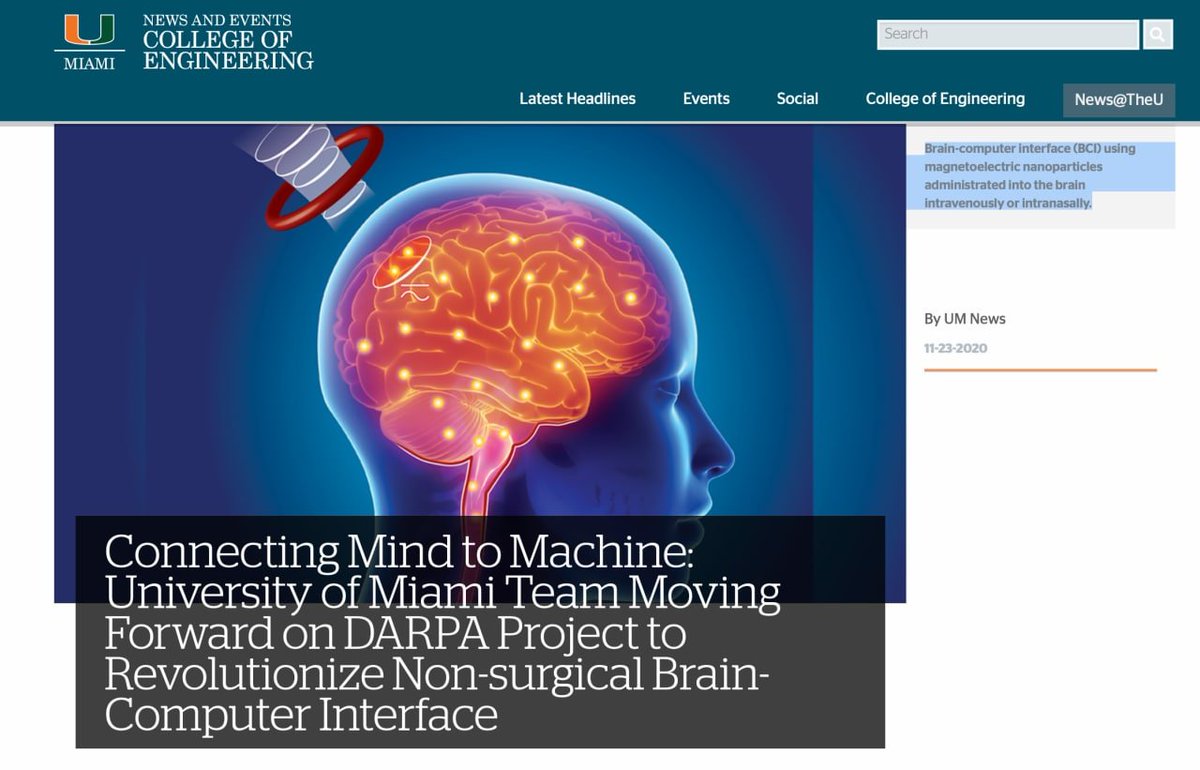 CorinneNokel's tweet photo. Brain-computer interface (BCI) using magnetoelectric nanoparticles administrated into the brain intravenously or intranasally

#DARPA
#N3
#BrainToMachineInterface
#Intranasal
#MENPs 

https://t.co/hCM67b5Gtm https://t.co/7cAiva6L9F
