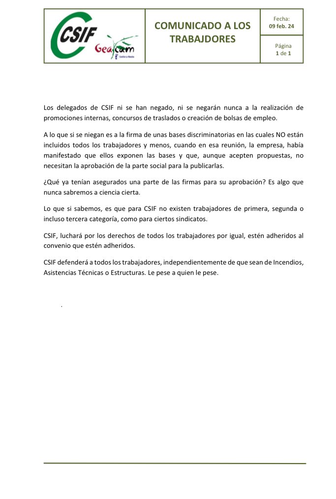 SSCSIFgeacam's tweet photo. Todas las personas trabajadoras en #Geacam con los mismos derechos.
Que quede clara las postura de #csif al respecto. https://t.co/9Pmonwz90D
