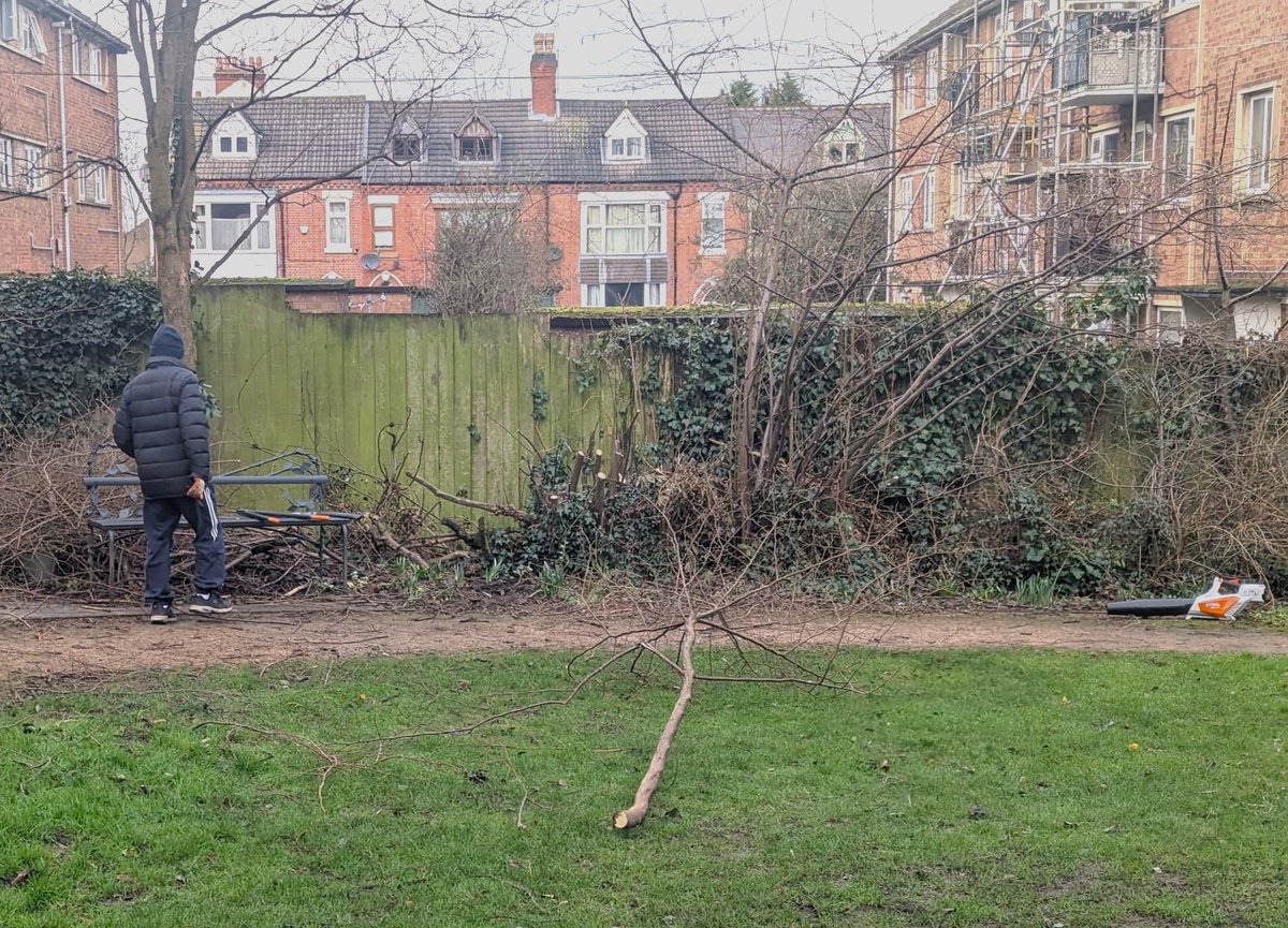 RectoryWildlife's tweet photo. We had another work party in the garden this morning. Clearing up for forthcoming spring. We pollarded some of the hazel and added to the arch.  🌳🪚  If you would like to join our WhatsApp group just drop us us a DM and we can add you. https://t.co/d137m06Zbv