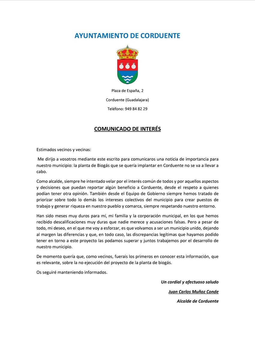 Recibimos esta noticia con alegría pero con precaución, esperando recibir una confirmación oficial por parte de las instituciones provinciales y estatales en los próximos días.

#stopbiogasaltotajo 
#estenoeselsitio