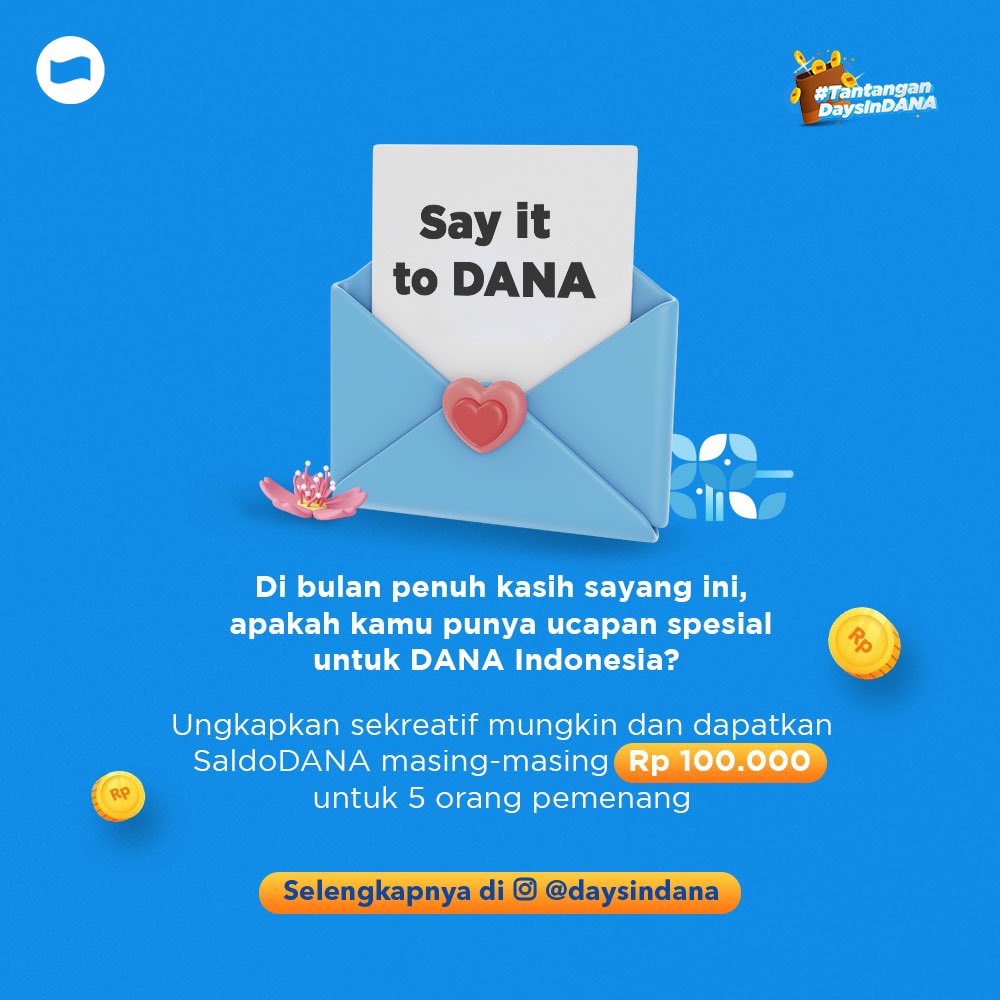 danawallet's tweet photo. Mau jadi salah satu dari 5 orang pemenang yang dapetin SaldoDANA senilai 100 ribu rupiah? Yuk cari tau cara ikutannya di https://t.co/19YO4cx2UO! #DompetDigital https://t.co/fP4xrbg1wB