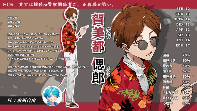 【キャラクター紹介②】

『沼男は誰だ?』
探索者キャラクター紹介

🔻待機所
https://t.co/gMcKTnXytT

#あたたかくなる沼男 
