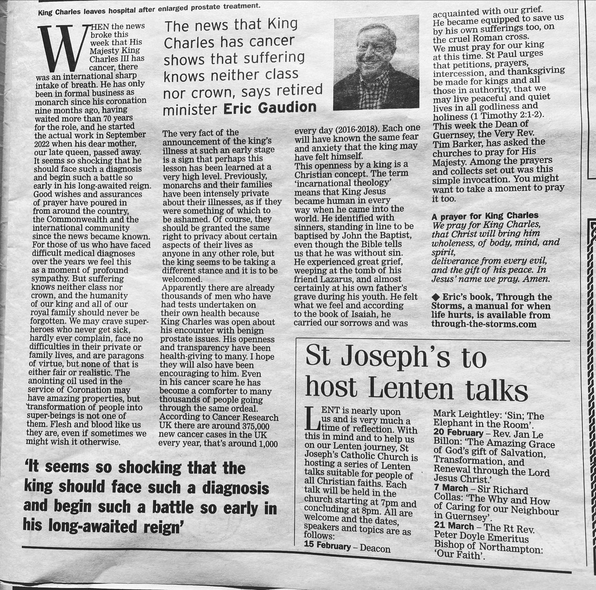 egaudion's tweet photo. ‘Pray for the King’ from today’s Guernsey Press https://t.co/SxEeqGcxvw