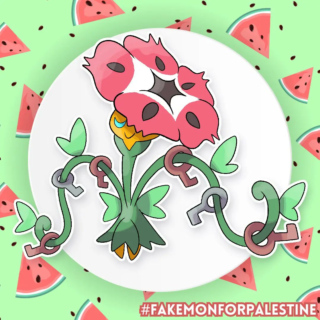 #FakemonforPalestine 
 
Poppick, the keeper Pokémon 

Grass/fairy Type 

This pokemon collects the keys lost by humans and pokemon, and its purpose is to bring them back to their rightful owners by being able to follow the scent trails left on the keys .

fakemonartistforpalestine.carrd.co