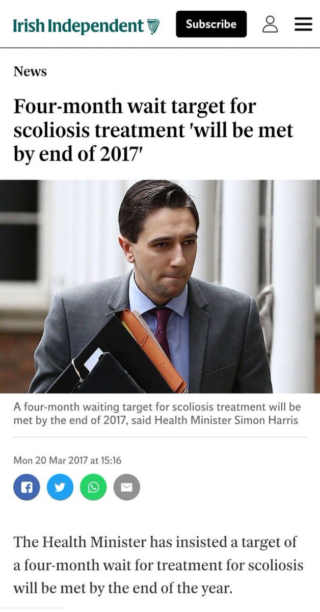 The current & previous Ministers for health @SimonHarrisTD & @DonnellyStephen have completely a
Failed in their roles.  Children awaiting scoliosis surgery their latest scandal.  This follows on from Covid Nursing Home scandal & failed Slaintecare system to name but a few.
