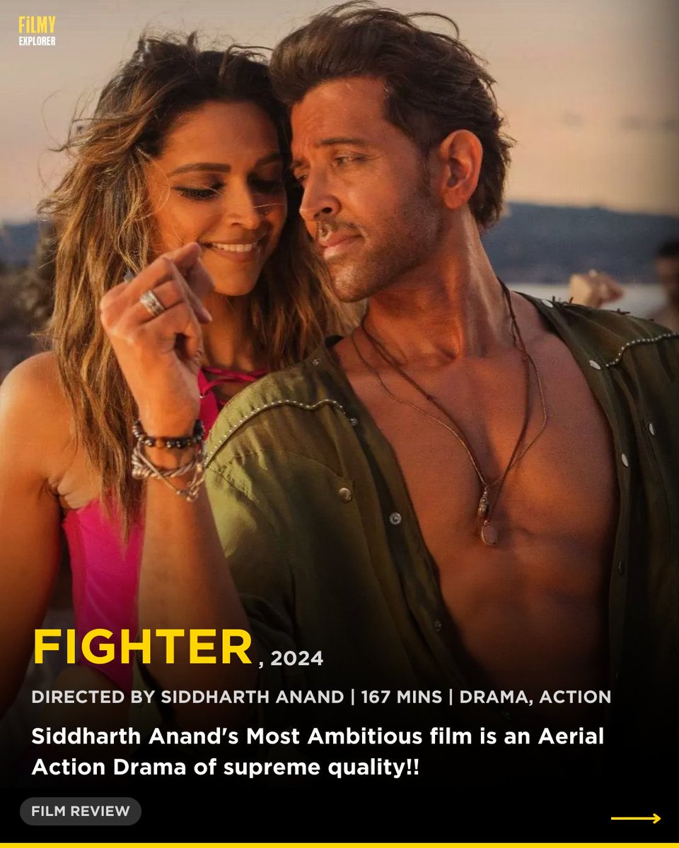 urbanbraniac's tweet photo. #Fighter Review.

Rating - ⭐⭐⭐⭐ [4 Stars]

Available in Cinemas. 

Finally watched #FighterMovie in IMAX 3D, was a worth experience!!

#HrithikRoshan #DeepikaPadukone #SiddharthAnand #AnilKapoor @justSidAnand #FighterWithBekaarDil https://t.co/A6SQsqhnHp