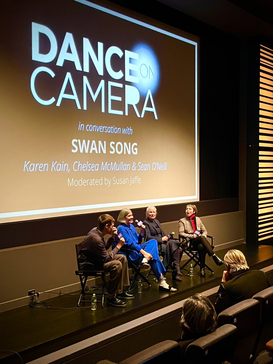 Dogwoof's tweet photo. And that’s a bow!🩰 

Spectacular evening last night at @LincolnCenter for SWAN SONG, which was the opening night film at this year’s #DanceOnCamera. The screening was followed by a Q&amp;A with ballet legend Karen Kain and filmmakers Chelsea McMullan and Sean O’ Neill. https://t.co/CgAFD2iVtc