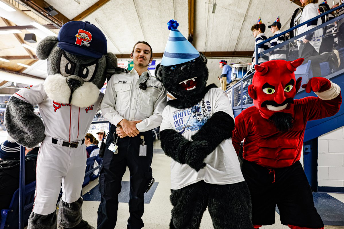 MaineIceHockey's tweet photo. What a time at Bananas' 110th birthday party last night 🎉🎉

#BlackBearNation https://t.co/SeywXO3dhn