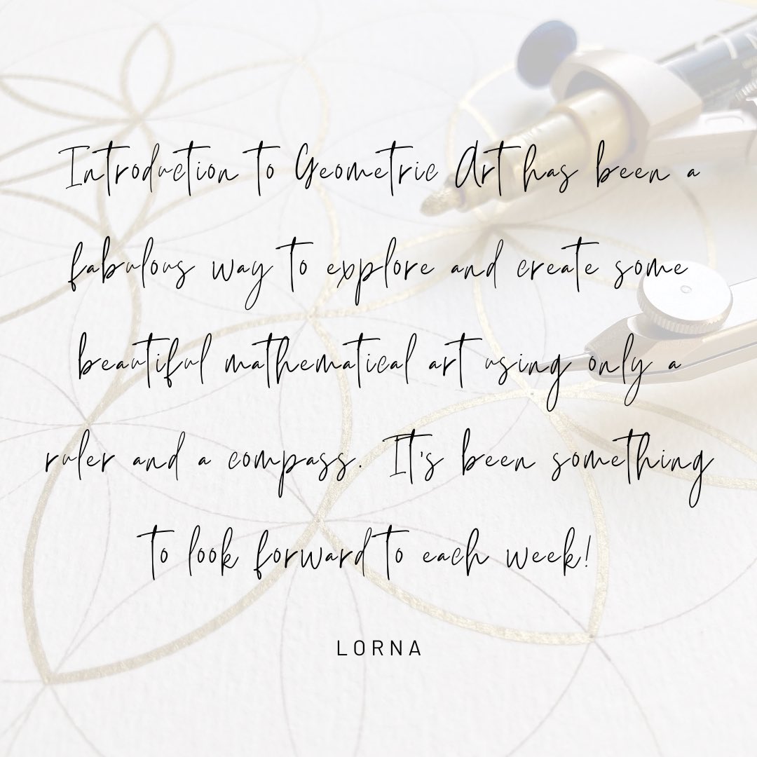 Only 1 week to go until my Introduction to Geometric Art online course…

Suitable for beginners, it introduces the golden ratio, Islamic pattern and Gothic tracery.

Attend the live Zoom sessions or work from the recordings at your own pace.

Learn more: eventbrite.co.uk/e/720742017777…