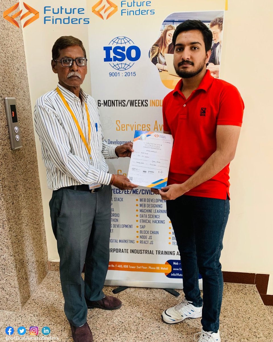 finders_future's tweet image. congratulations ✨
#pythonclass #Python #developer #certificate #congratulations #donetraining #training #futurefinders #industrial #mohali #chandigarh
Call now : 98559-08009
visit us : futurefinders.in