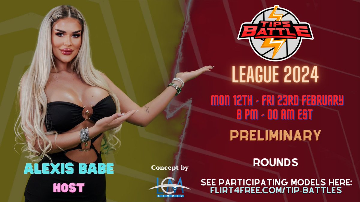 Tips⚡Battle ™ (@tipsbattles) on Twitter photo Starting Mon 12th Feb 8 PM Est Time #TipsBattleLeague #qualifyingbattles live <a href="/Flirt4free/">Flirt4Free</a> Concept by <a href="/LCMStudio/">LCM Studio</a> Hosted by <a href="/alexis_babe69/">AlexisBabe</a> See models participating flirt4free.com/tip-battles
#tipsbattle #flirt4free
<a href="/flirt4freegirls/">Flirt4FreeGirls</a>
<a href="/f4ftraining/">Flirt4Free Training Center</a> Starting Mon 12th Feb 8 PM Est Time #TipsBattleLeague #qualifyingbattles live <a href="/Flirt4free/">Flirt4Free</a> Concept by <a href="/LCMStudio/">LCM Studio</a> Hosted by <a href="/alexis_babe69/">AlexisBabe</a> See models participating flirt4free.com/tip-battles
#tipsbattle #flirt4free
<a href="/flirt4freegirls/">Flirt4FreeGirls</a>
<a href="/f4ftraining/">Flirt4Free Training Center</a>
