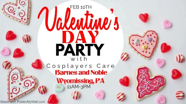 BNReading's tweet photo. Join us today from 11-3 for a Valentine's Day Party and Bookfair with @cosplayerscare!!! Meet some of your favorite characters!!!
#BNreading #BNBookfair #valentinesweekend https://t.co/cN9Qlsy9LW