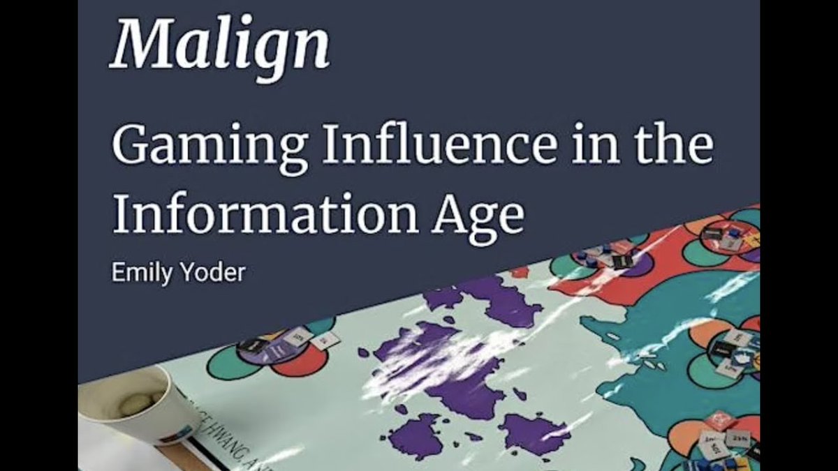 ICYMI: Emily Yoder will discuss #Malign -- a card-driven educational game designed by her and <a href="/SebastianBae/">Sebastian Bae</a> where players must grapple with malign influence and how to build resiliency to its effects. #wargaming 
Link: youtu.be/ygOiM4Caq9o
