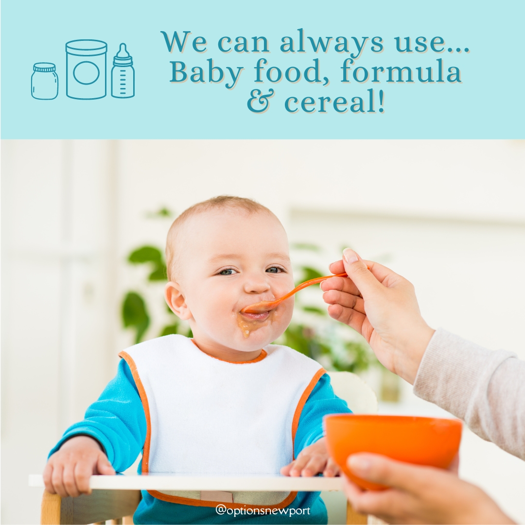 We can always use Baby food, formula & cereal! Have some to donate? You can drop items off at our office: 👉 434 Duncan St., Newport, TN. Thank you for giving! 
#donationsappreciated #optionsnewport #wearehereforyou #newporttennessee