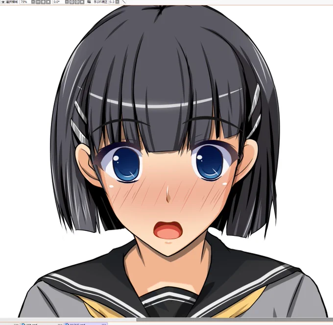ダレモードだったけど作業はしておきたかったので差分用の表情をぬりぬりしてたですたい〆(‾・ω・‾)ゞw 