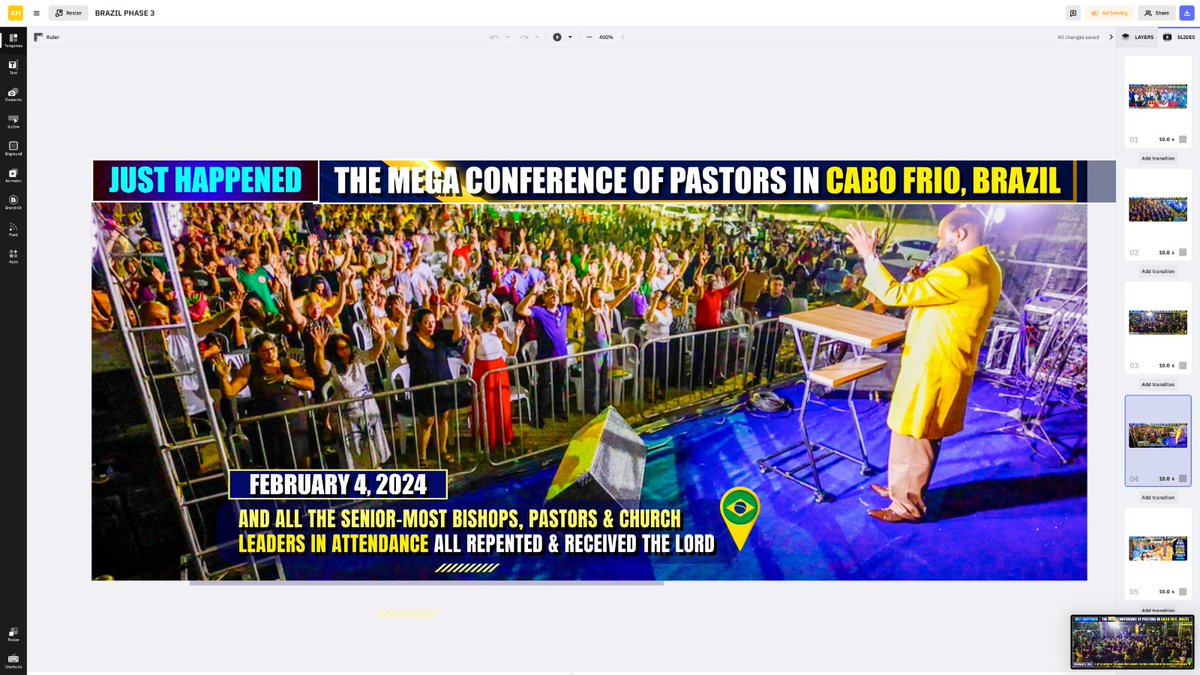 Brazil has been very serious!

The LORD, GOD of Heaven has visited tremendously when The Blood of JESUS poured in the land at The Decree of THE MIGHTIEST PROPHET

We have seen the promised #TreasuredRevival that ushers THE COMING of JESUS

Let us repent and receive JESUS