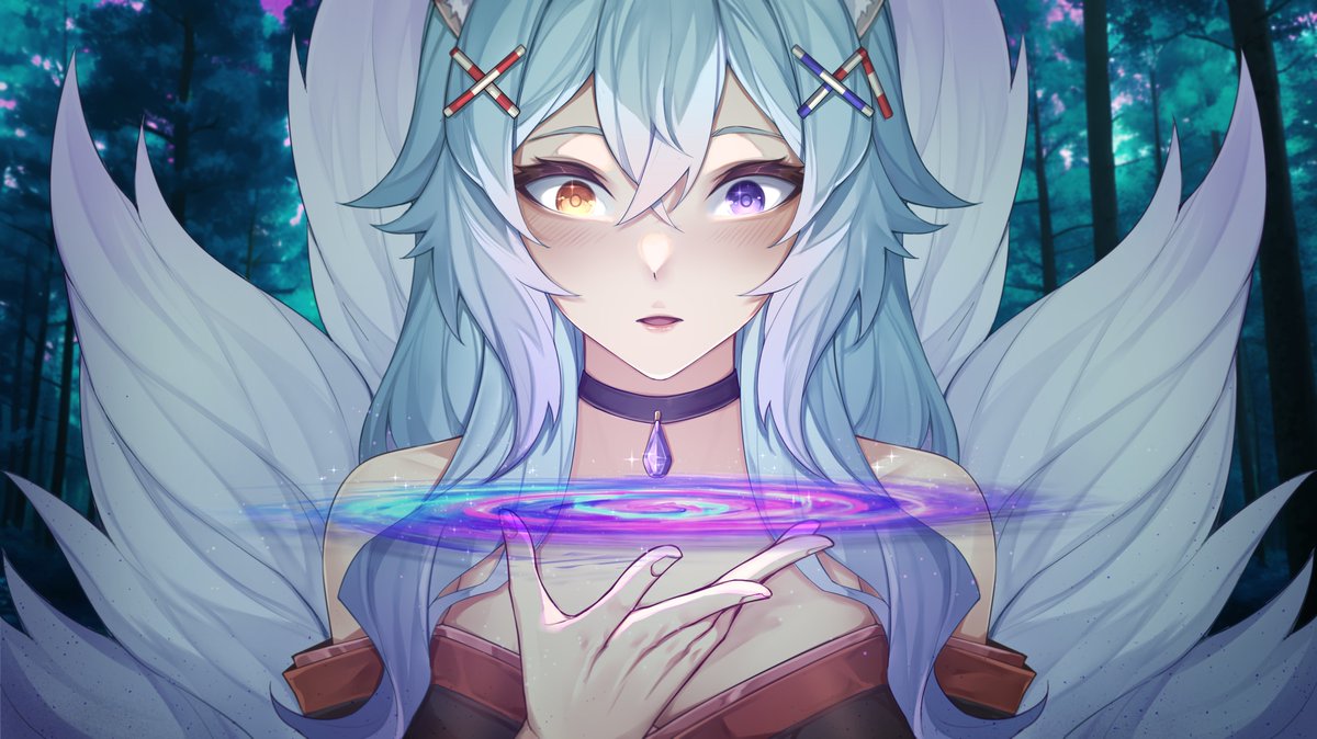 CuptheKitsune's tweet photo. REINTRODUCTION TIME! 

Hello lovely Wisps! My name is Cup the Kitsune or Cup for short! I'm a Kitsune that lost most of her power to a powerful mage and is on a quest to find them in the human realm. I also wish to connect and make friends with others as well! #Vtuber #ENVtuber https://t.co/3iqNflQDz3