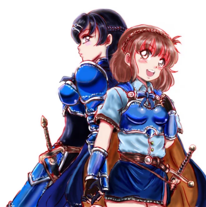 #女の子二人のイラストを貼る見た人もやる 尾上純季さまの姉妹キャラすき～気になる方は是非「小説家になろう」へプリンセスブライト・ウォーロード ( 
