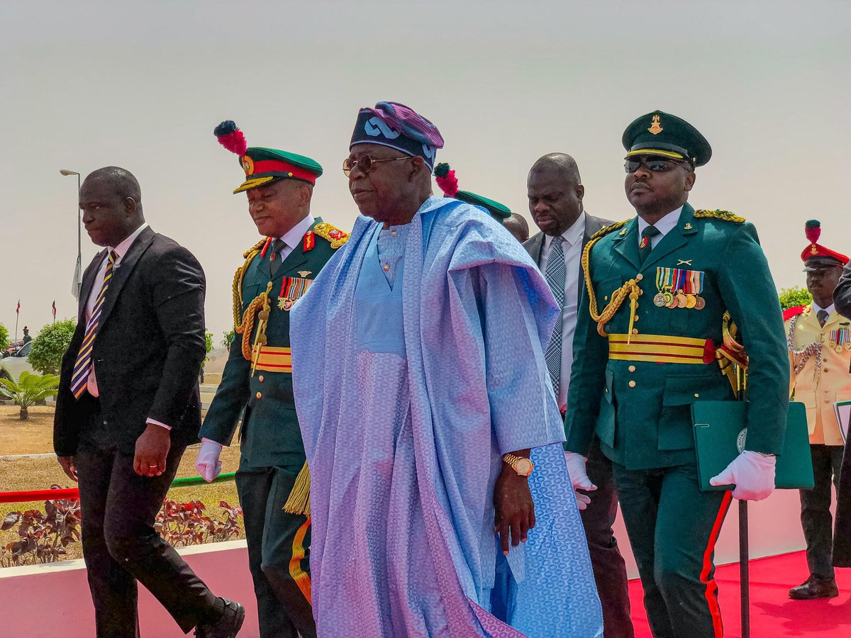 Happening Now:

President Bola Ahmed Tinubu GCFR at the Nigerian Defence Academy (NDA) 60th Anniversary Trooping and Presentation of Colours Parade at Oliver Nzalgana Parade Ground, Afaka, Kaduna, Nigeria.