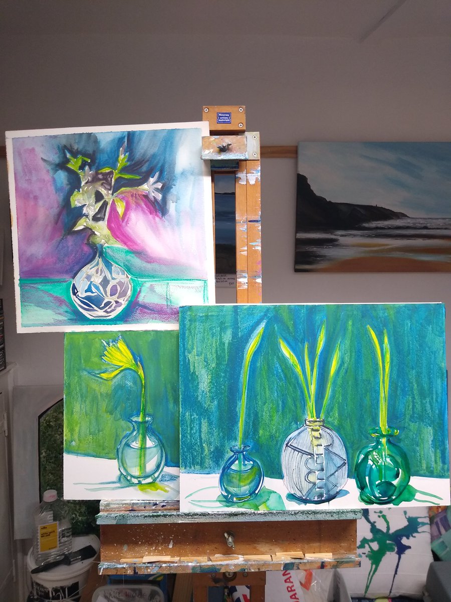 KarenSmitharts's tweet photo. Work in the studio today #artincornwall #stclement #Studio #spring #February2024 #Watercolour #watercolourpainting #truro #openstudioscornwall24 https://t.co/jkrgk96CYz