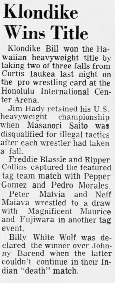 8.28.68 @Honolulu, Hawaii It's the Hawaiian debut of Mr. Saito as he takes on the ever-popular Jim Hady for the U.S. Championship!