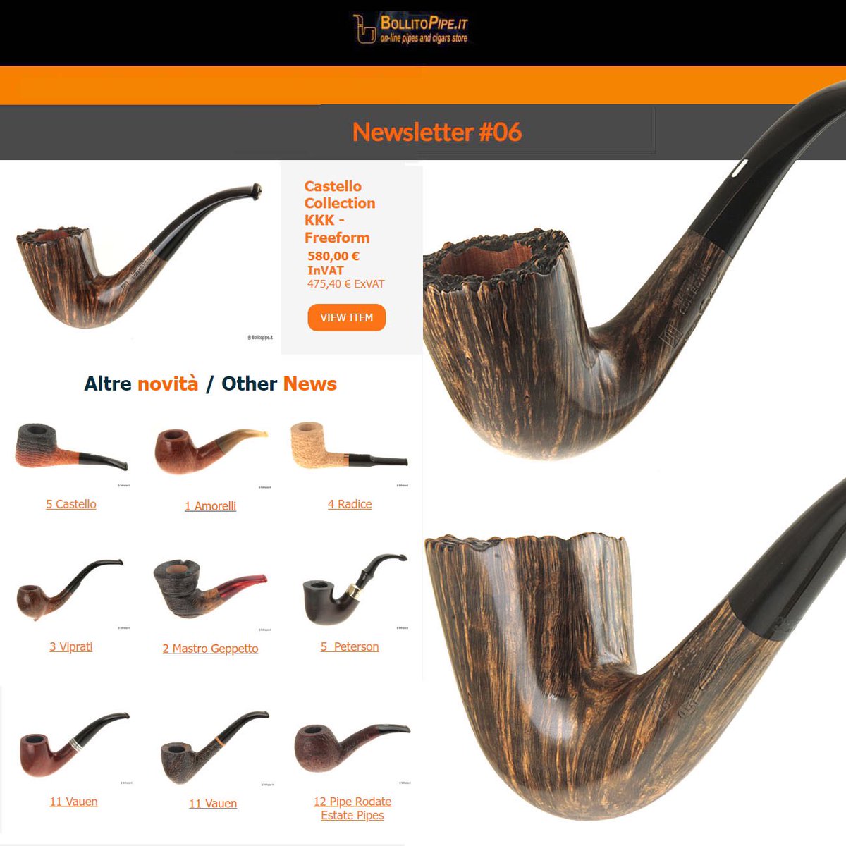 Gentili Clienti
Abbiamo aggiornato il sito web con tanti nuovi prodotti. Visita il nostro sito per tutte le novità bollitopipe.it/it/ultime-novi… #castellopipes #vipratipipes #mastrogeppettopipes #amorellipipes #petersonpipes #radicepipes  #bollitopipe #vauenpipes  #bltp1958pipes