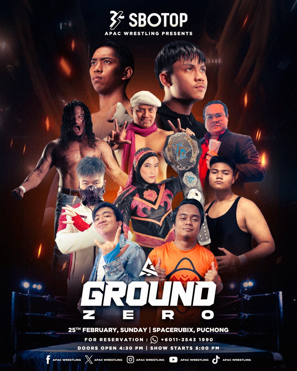 🌟 Brace yourselves for a night of action-packed thrills at APAC Wrestling Ground Zero! 🤼‍♂️ Witness the clash of veterans and rising rookies, destined to become the future stars of pro wrestling in Malaysia! 🌐💫