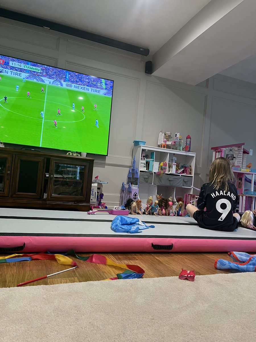 YurkisMaximus's tweet photo. #myplmorning playing with her Barbies while keeping an eye on the game https://t.co/H2JzlkfllI