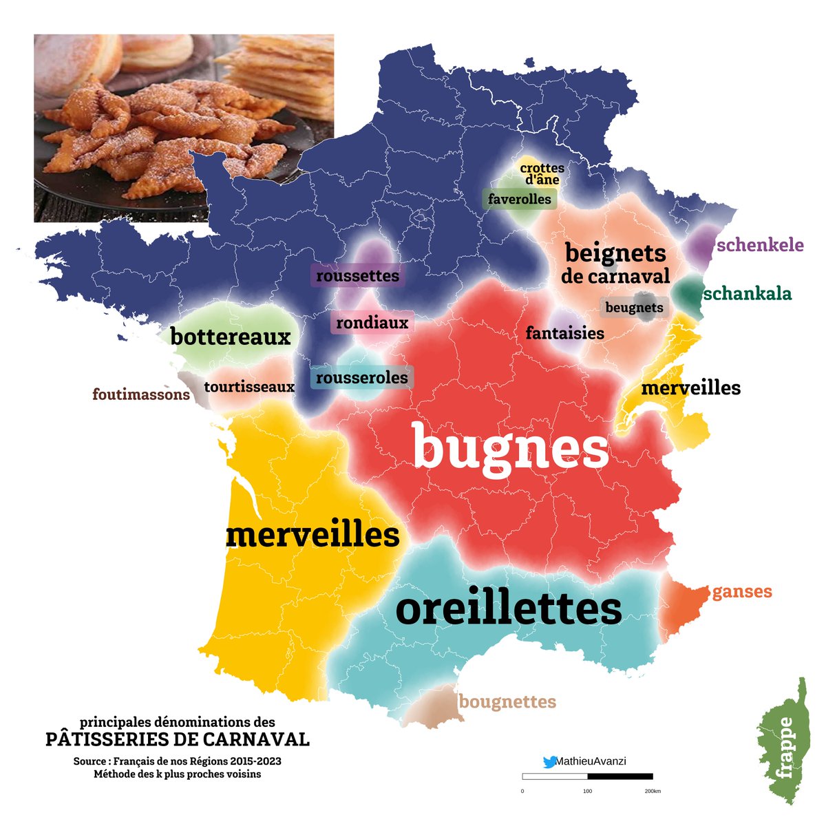 MathieuAvanzi's tweet photo. Qui dit #carnaval dit #bugne, #merveille, #oreillette ou encore #bottereaux. Les recettes et les formes changent d'un bout à l'autre de la France. C'est lesquelles vos préférées ? https://t.co/3XBIBjOLzE