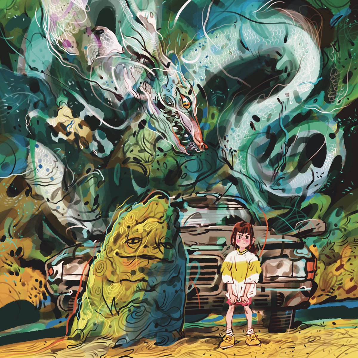 yuliiatveritina's tweet image. two versions of the dragon Haku, still undecided which is better. Happy New Year of the Dragon, friends. Peaceful days and prosperity to all of us! #spiritedaway #illustration #StudioGhibli