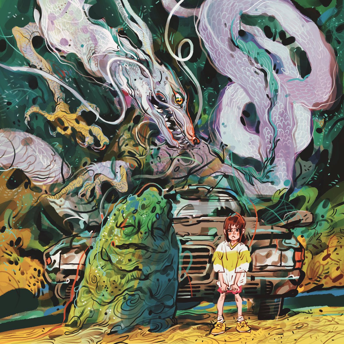 yuliiatveritina's tweet image. two versions of the dragon Haku, still undecided which is better. Happy New Year of the Dragon, friends. Peaceful days and prosperity to all of us! #spiritedaway #illustration #StudioGhibli
