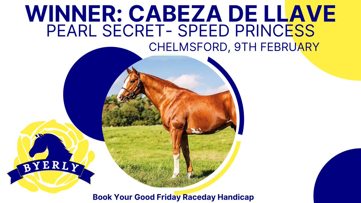 A winner for Pearl Secret last night with CABEZA DE LLAVE at Chelmsford. The 5-y-o won over 5f for Michael Attwater under Tom Marquand. Owned by Dare To Dream Racing and bred by Andrew Davis. Congratulations to all connections!