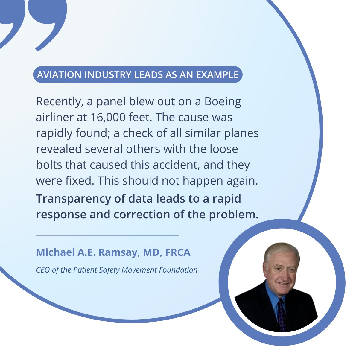The Patient Safety Movement's Monthly Newsletter promotes ZERO Preventable Patient Harm. January's edition made a compelling comparison between the aviation industry's data transparency for problem correction and the healthcare system's lack thereof.

@plan4zero

#PatientSafety
