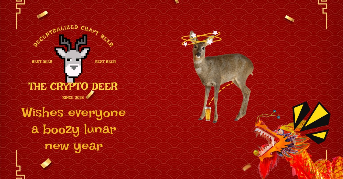 TheCryptoDeer's tweet photo. CRYPTO DEER WISHES ALL A HAPPY LUNAR NEW YEAR! DRAGON YEAR IS POWERFUL YEAR!

A BOOZY ONE AWAITS. EVERYONE, GO WILD. 

#NFT #nftcollector #WEB3 #LFG #OPENSEA https://t.co/jFtStMU54D