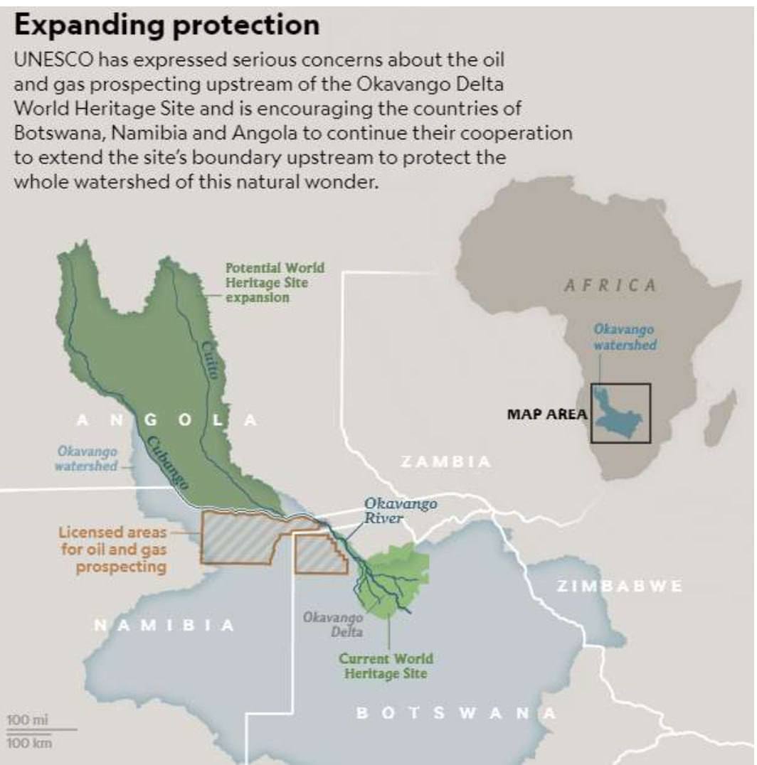 UNESCO calls to extend the boundary of the UNESCO World Heritage site upstream | Okavango Delta | UPSC