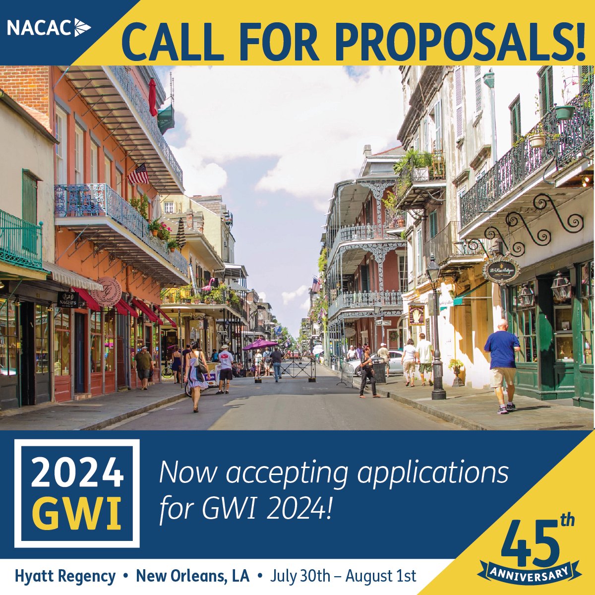 Reminder: NACAC is accepting proposals through Feb. 12 for education sessions at the 45th annual Guiding the Way to Inclusion conference, happening July 30-Aug. 1 in New Orleans. ow.ly/JThf50QzHBm #GWI2024 #equity