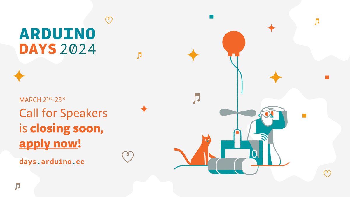 arduino's tweet image. 🚨 LAST CALL!🚨
Do you have an Arduino project that you would like to present remotely during the official #ArduinoDays2024 live stream? 
Apply now to be a speaker! Deadline is February 11th.
👉 days.arduino.cc