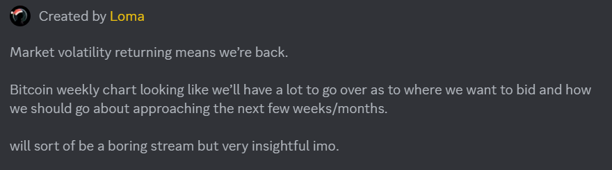 TheHavenCrypto's tweet photo. DOUBLE STREAM DAY! 

@LSDinmycoffee stream in 1 hour 🔥
@LomahCrypto stream in 7 hours 🔥

No better way to spend a Saturday. https://t.co/rKYeILvOAJ